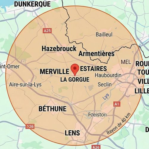 Carte des zones d'interventions en plomberie