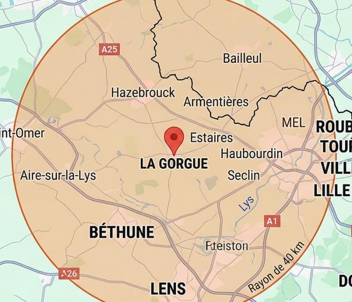 Carte de la zone d'intervention en plomberie de Sani Chauff à la Gorgue