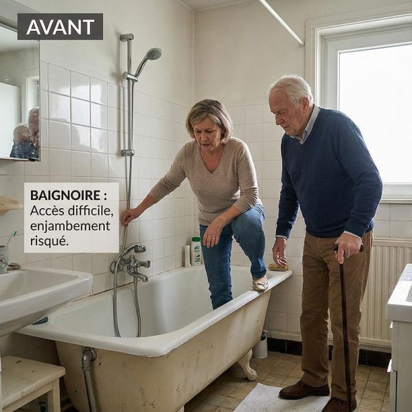 Vue baignoire avant remplacement par une douche
